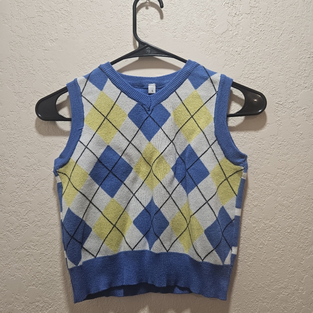 V-Neck Sweater Vest Crop Top